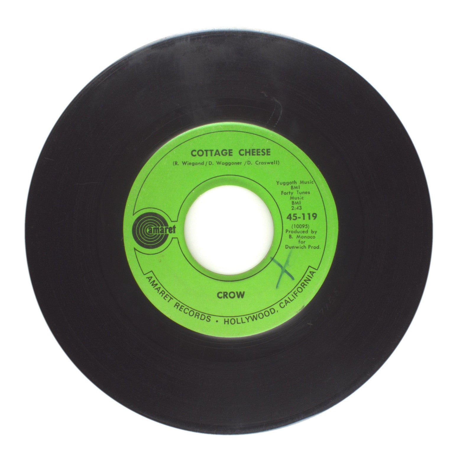 Crow - Cottage Cheese; Slow Down - Vinyl Record 45 RPM 7"