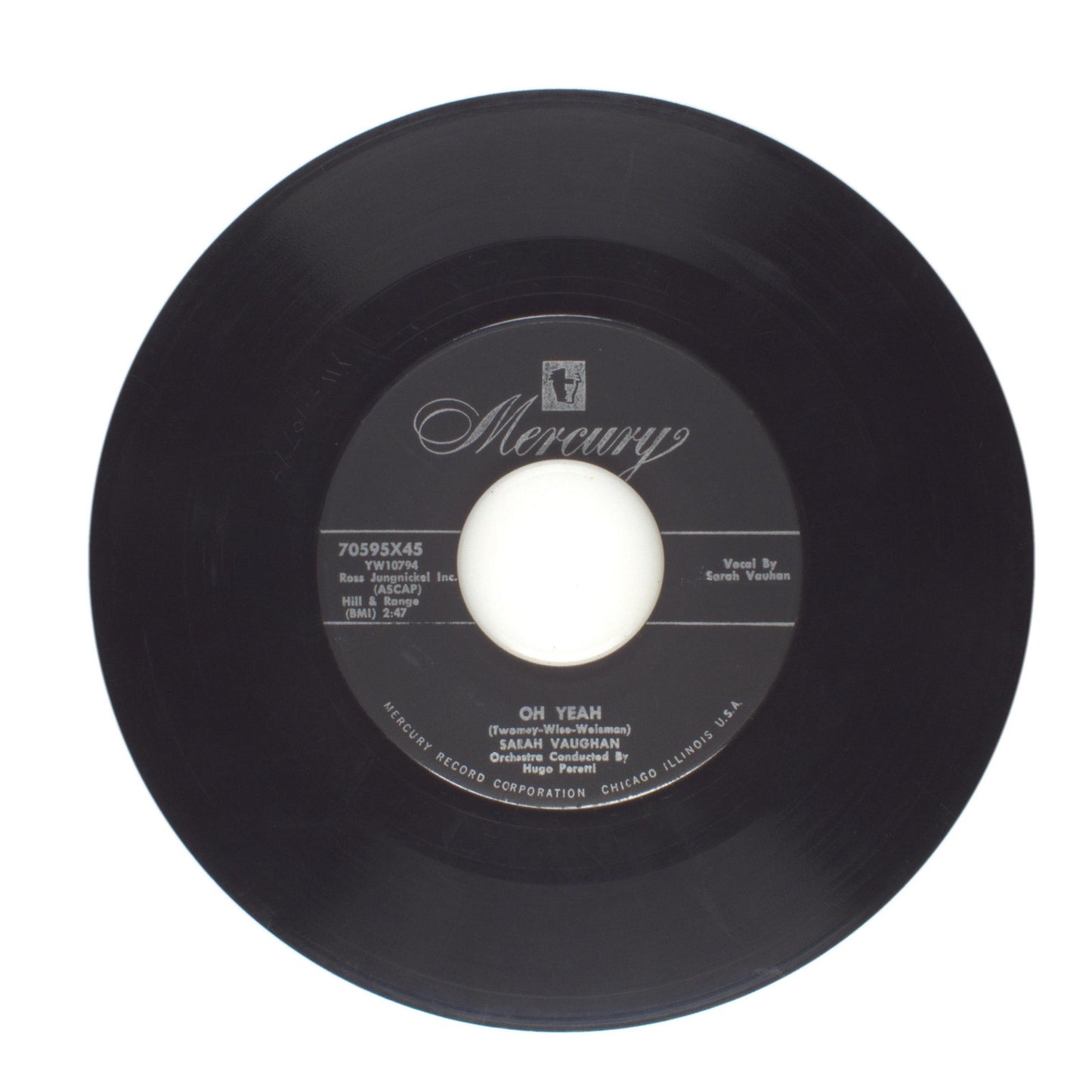 Sarah Vaughan - Oh Yeah; Whatever Lola Wants - Vinyl Record 45 RPM 7"