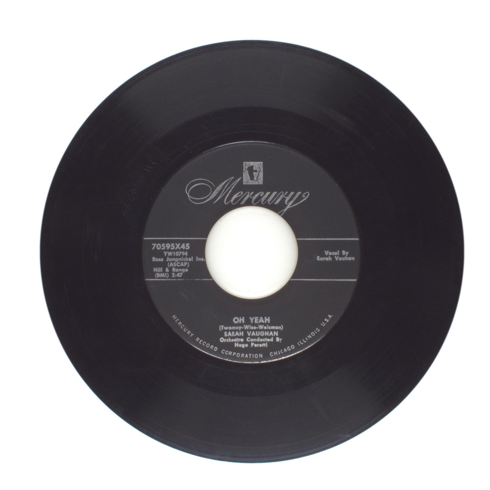 Sarah Vaughan - Oh Yeah; Whatever Lola Wants - Vinyl Record 45 RPM 7"