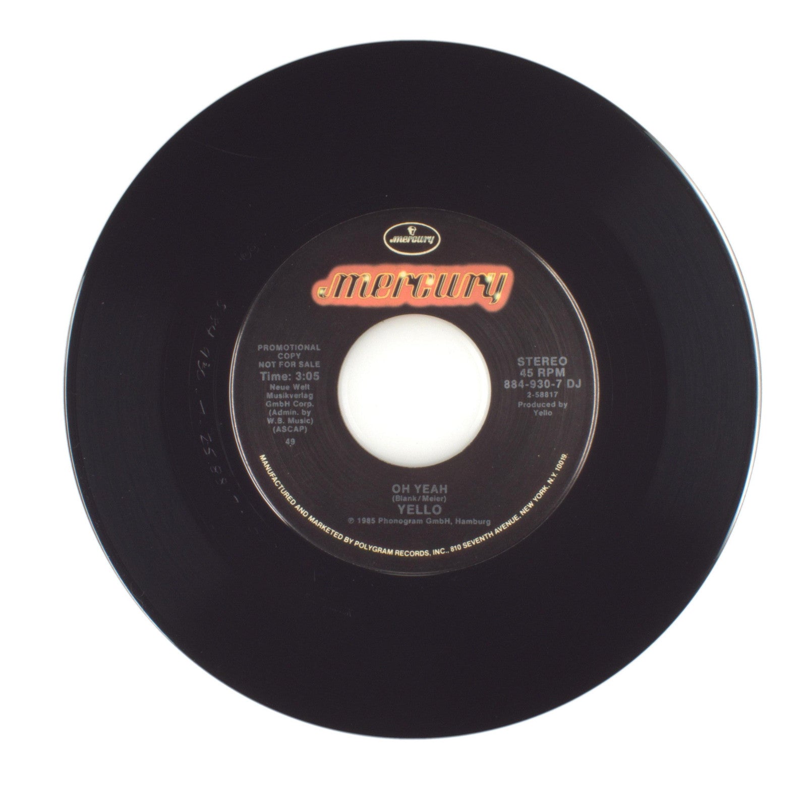 Yello - Oh Yeah - Vinyl Record 45 RPM 7"