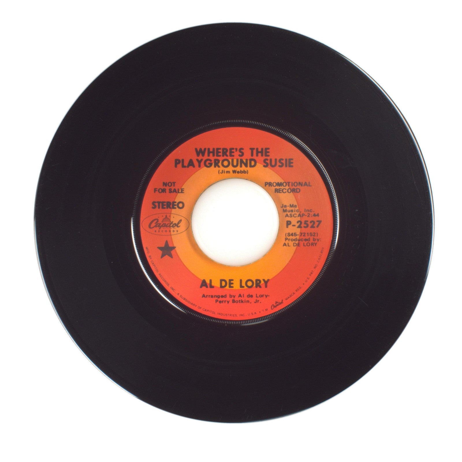 Al De Lory - Hey Little One; Where's the Playground Susie - Vinyl 45 RPM 7"