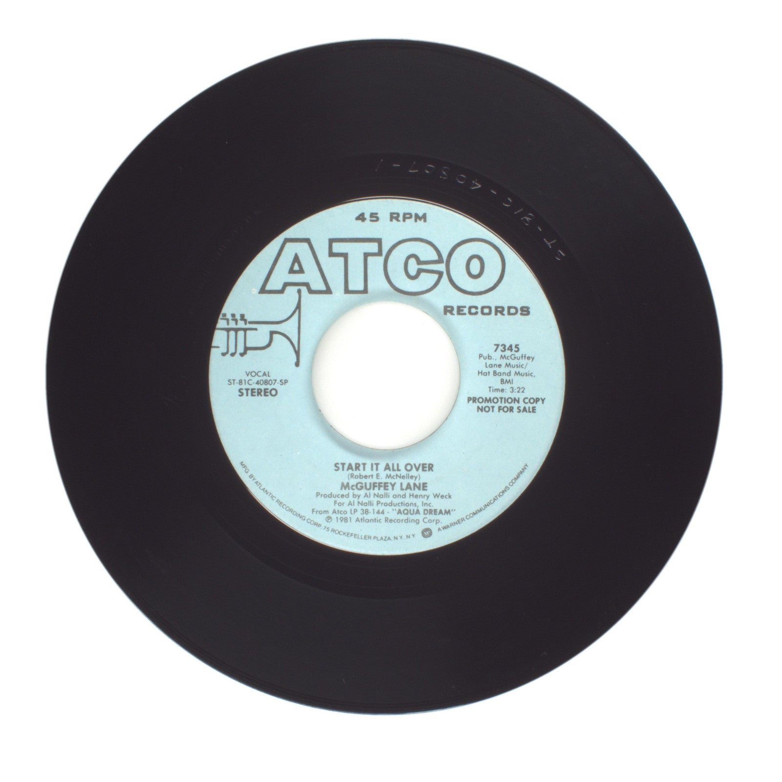 McGuffey Lane - Start It All Over - Vinyl Record 45 RPM 7"