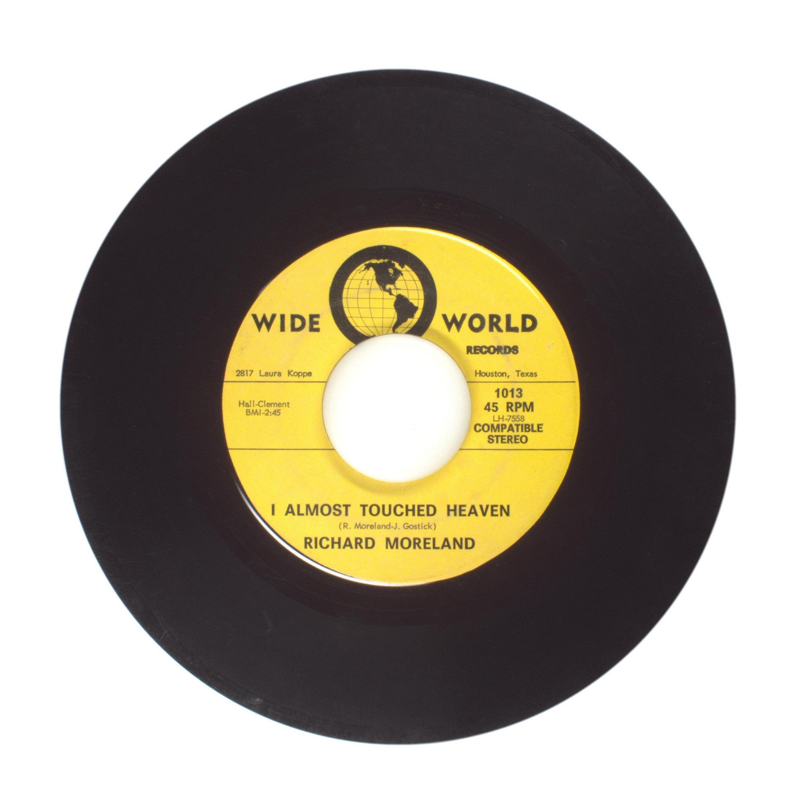 Richard Moreland - I Almost Touched Heaven; Baby's in the Big Town - 45 RPM 7"