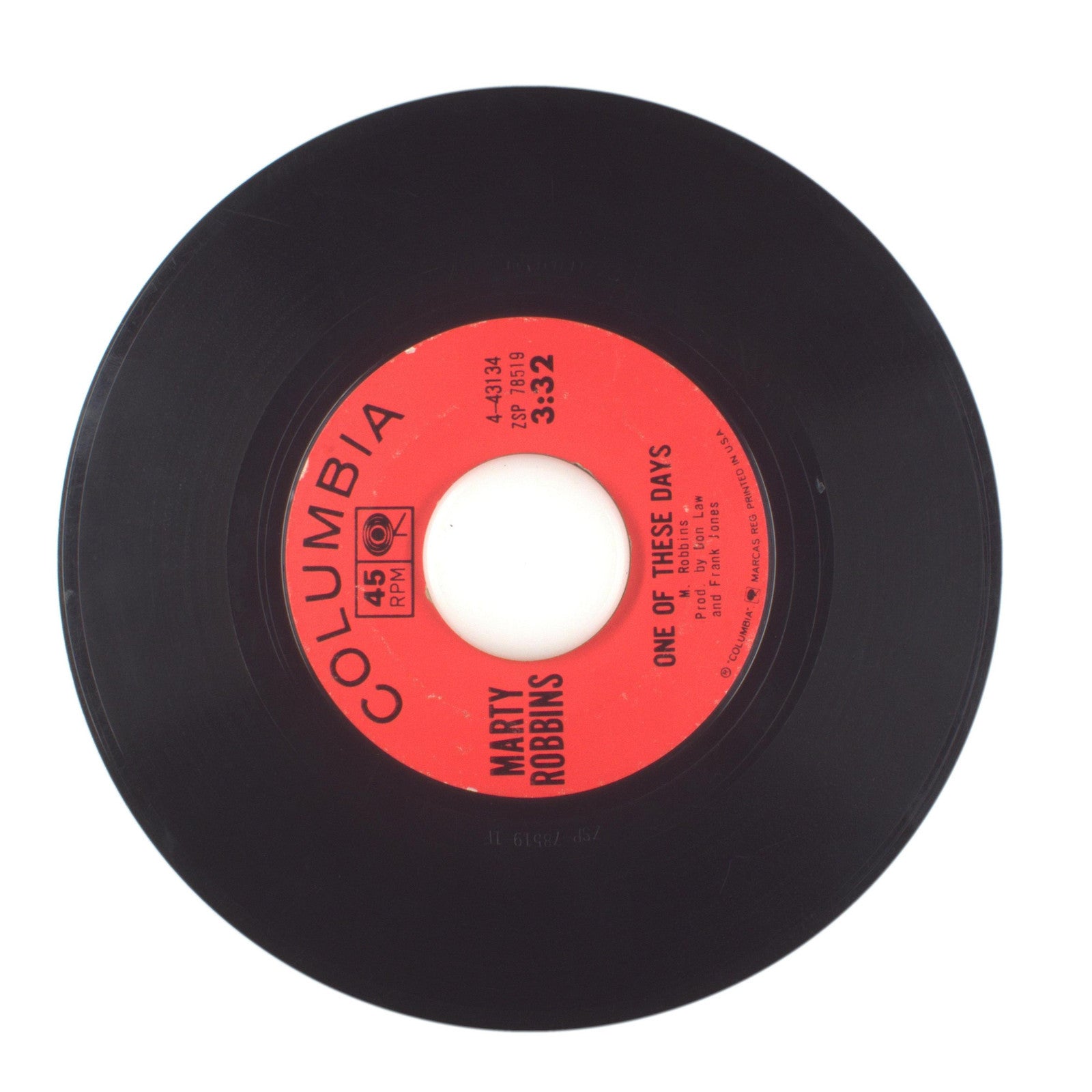 Marty Robbins - Up in the Air; One of These Days - Vinyl Record 45 RPM 7"