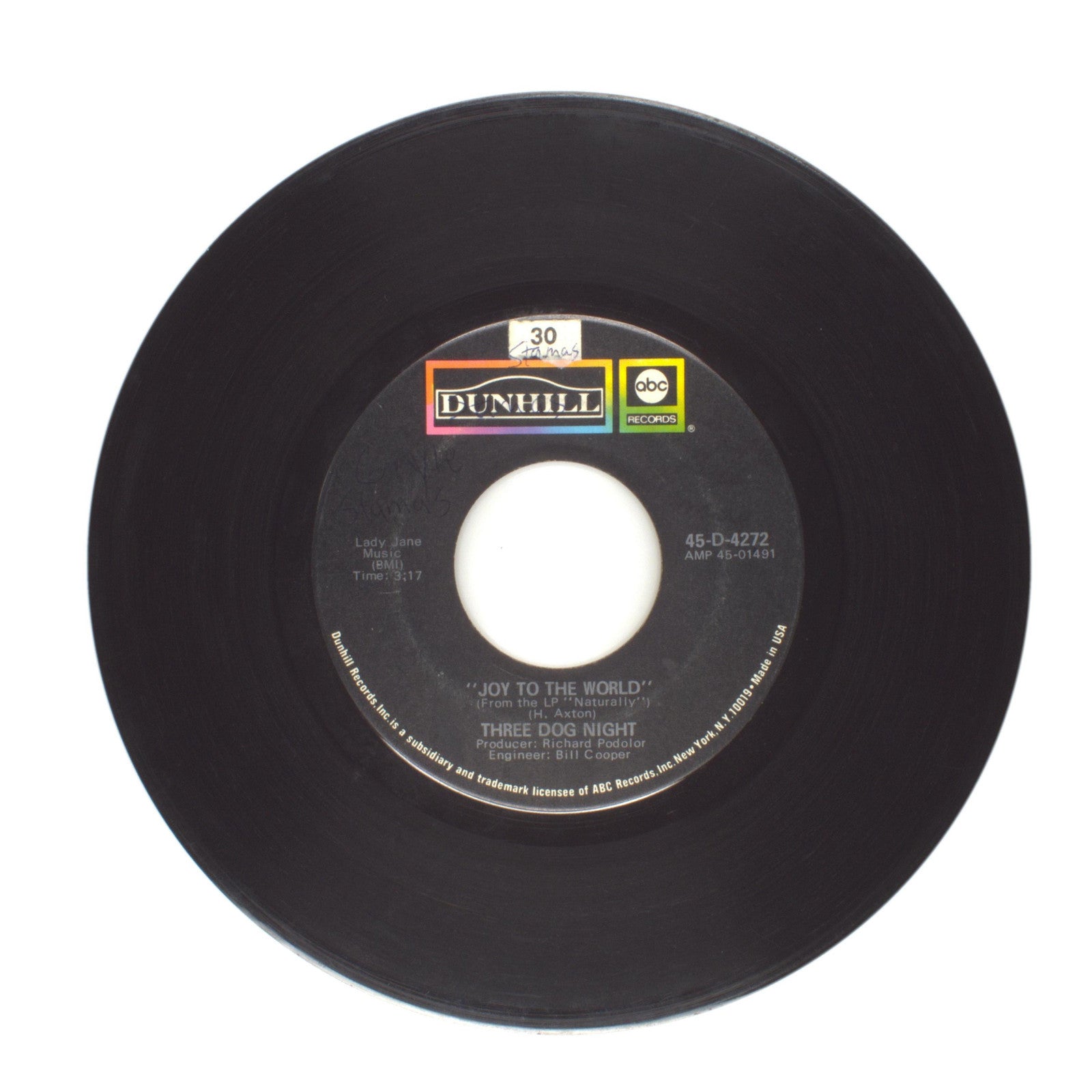 Three Dog Night - I Can Hear You Calling; Joy to the World - Vinyl 45 RPM 7"