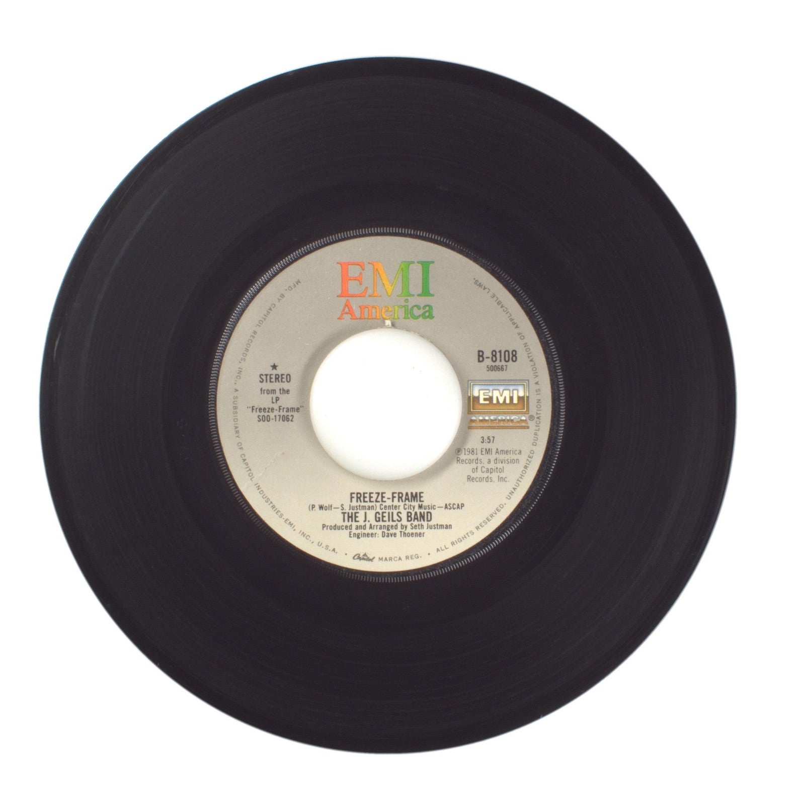 The J. Geils Band - Freeze-Frame; Flamethrower - Vinyl Record 45 RPM 7"