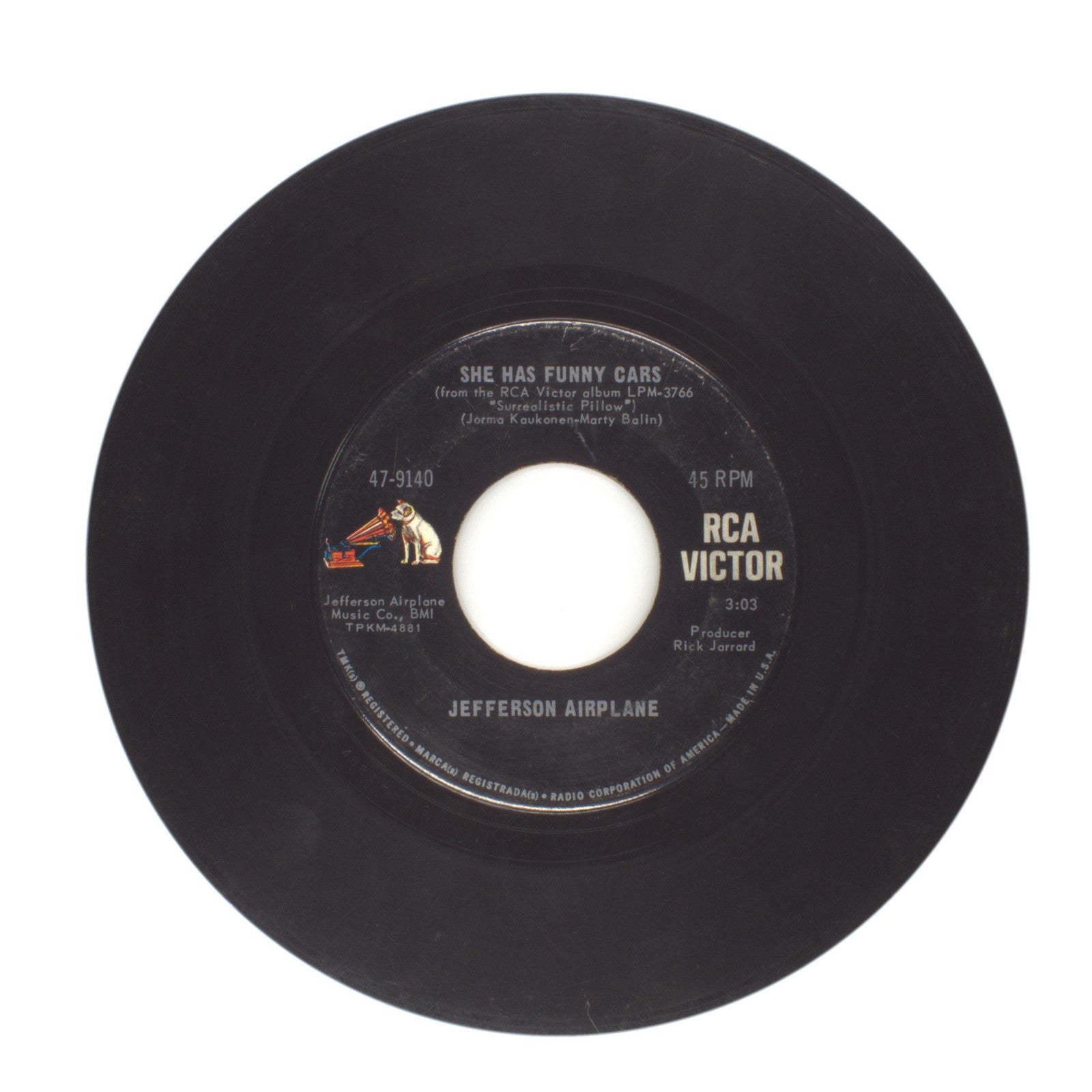 Jefferson Airplane - She Has Funny Cars; Somebody to Love - Vinyl 45 RPM 7"