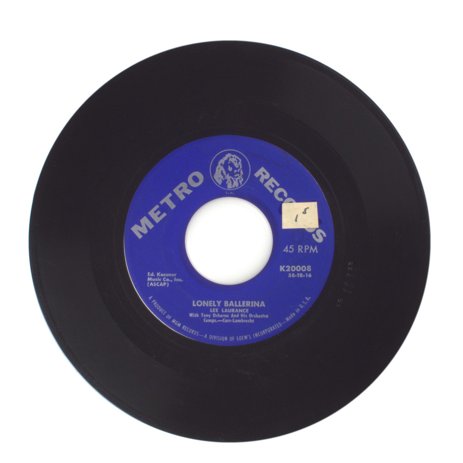 Lee Laurance - His Servant; Lonely Ballerina - Vinyl Record 45 RPM 7"