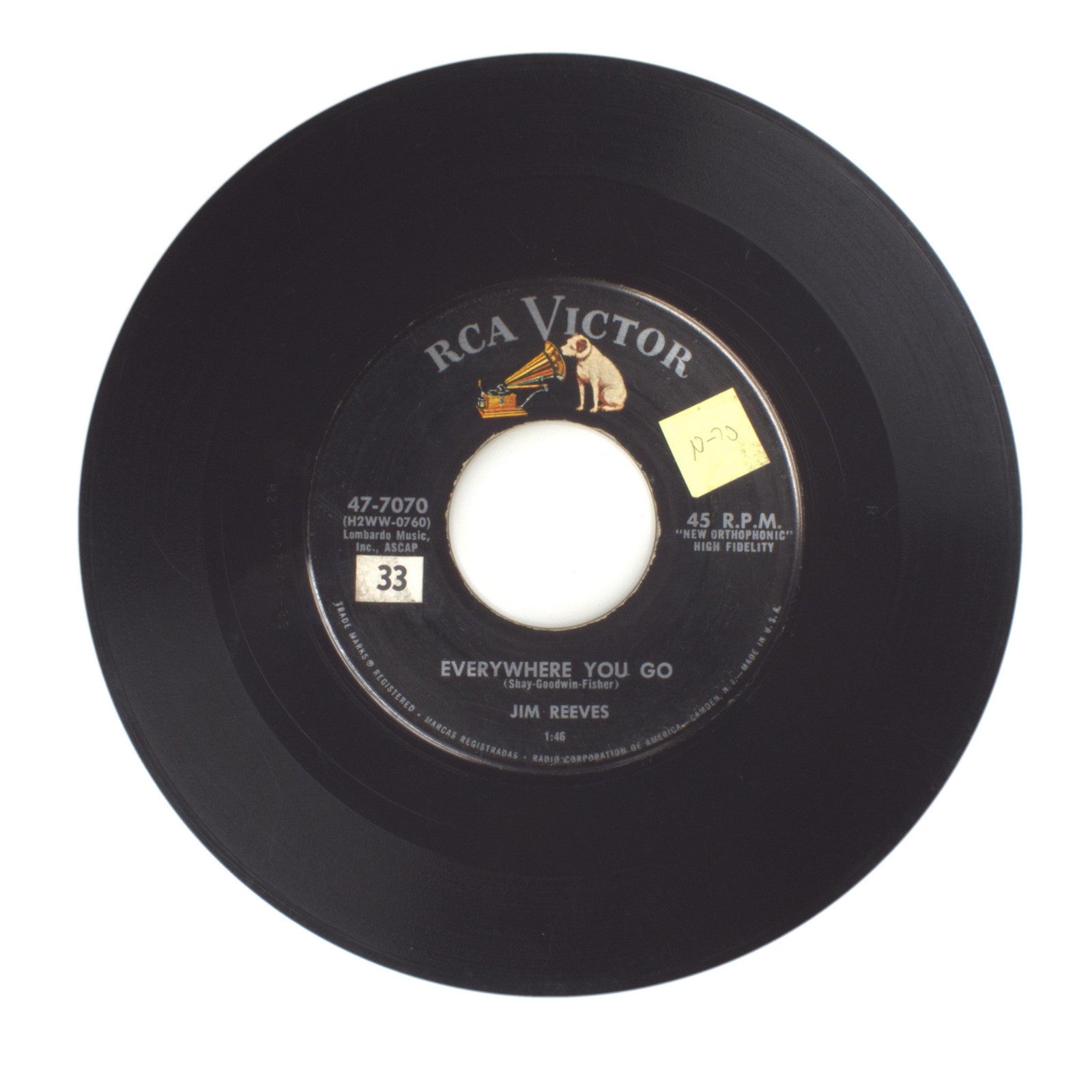 Jim Reeves - Anna Marie; Everywhere You Go - Vinyl Record 45 RPM 7"