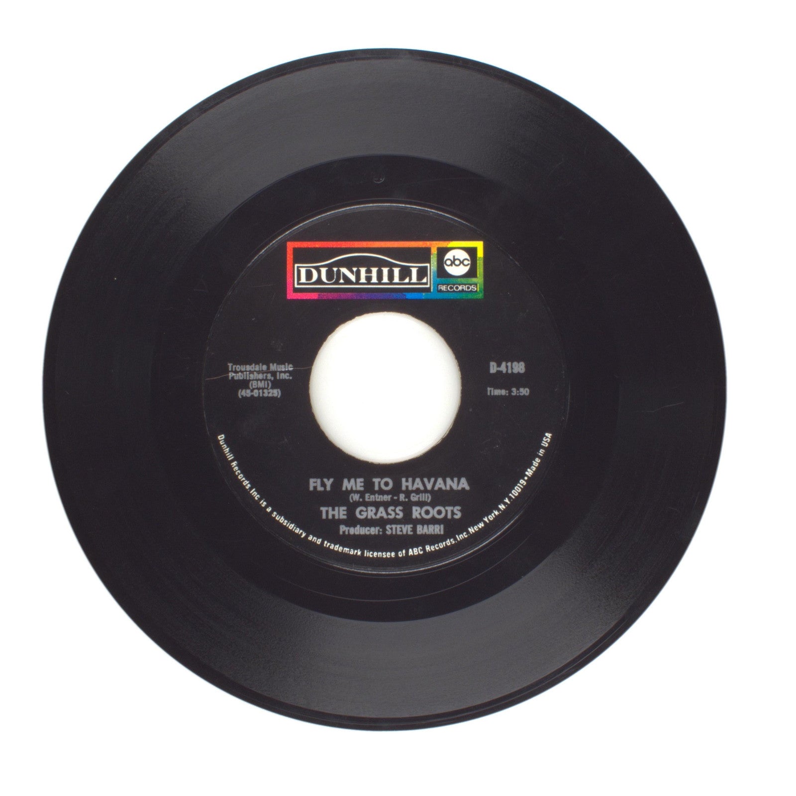 The Grass Roots - Fly Me to Havana; I'd Wait a Million Years - Vinyl 45 RPM 7"