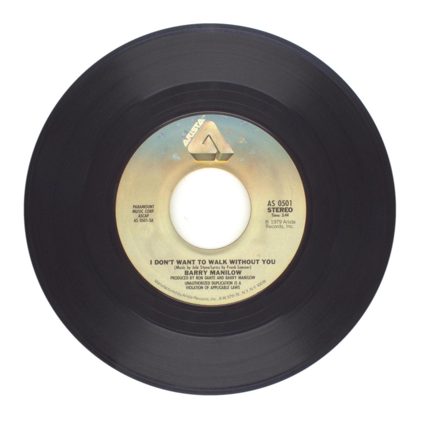 Barry Manilow - One Voice; I Don't Want to Walk Without You - Vinyl 45 RPM 7"