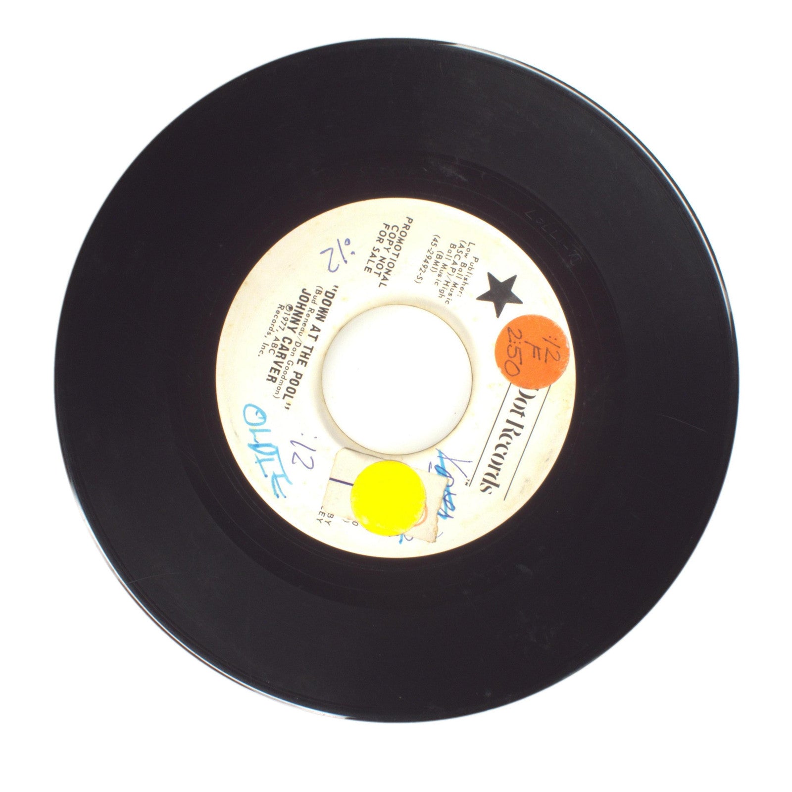 Johnny Carver - Down at the Pool - Vinyl Record 45 RPM 7"