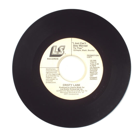 Cristy Lane - I Just Can't Stay Married To You - Vinyl Record 45 RPM 7"