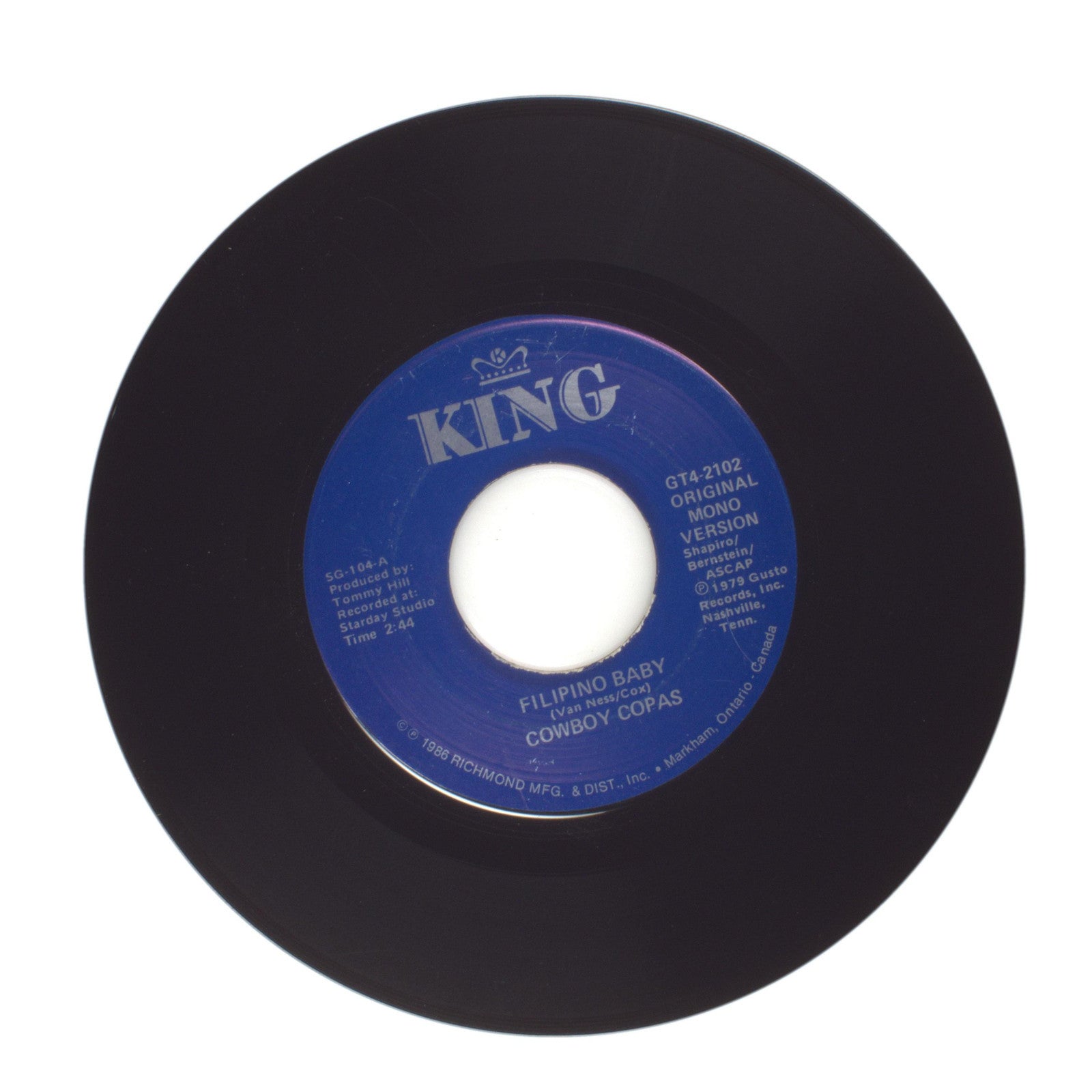 Cowboy Copas - Filipino Baby; Hillbilly Heaven - Vinyl Record 45 RPM 7"