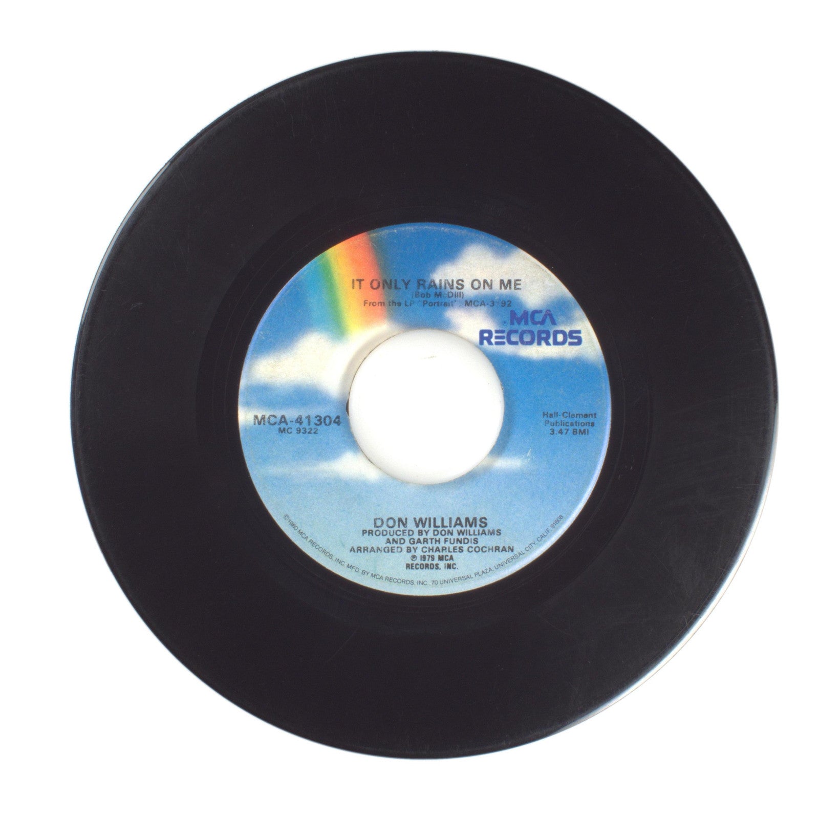 Don Williams - I Believe in You; It Only Rains on Me - Vinyl Record 45 RPM 7"