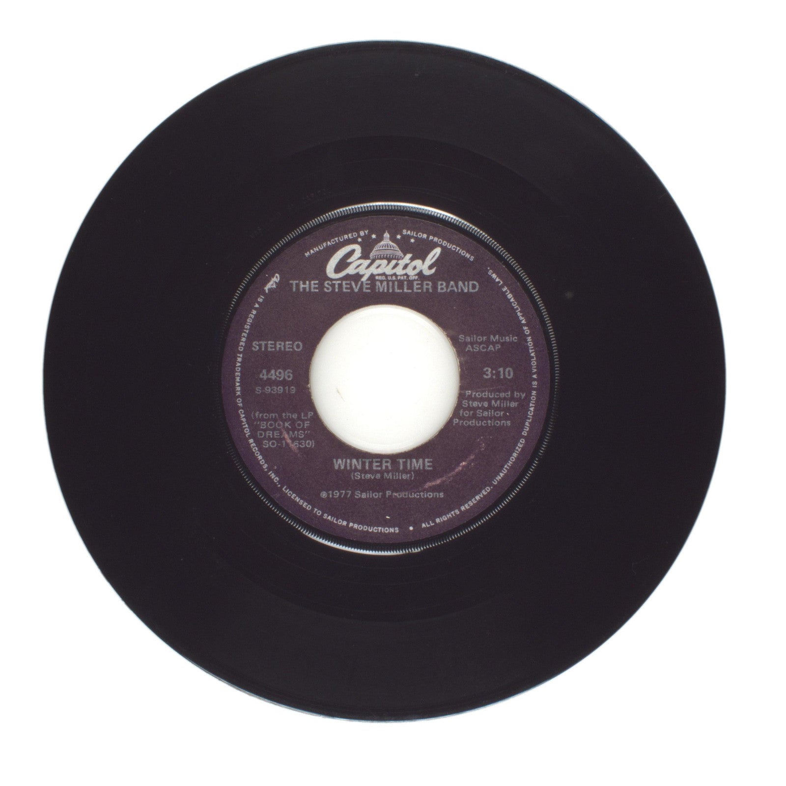 The Steve Miller Band - Winter Time; Swingtown - Vinyl Record 45 RPM 7"