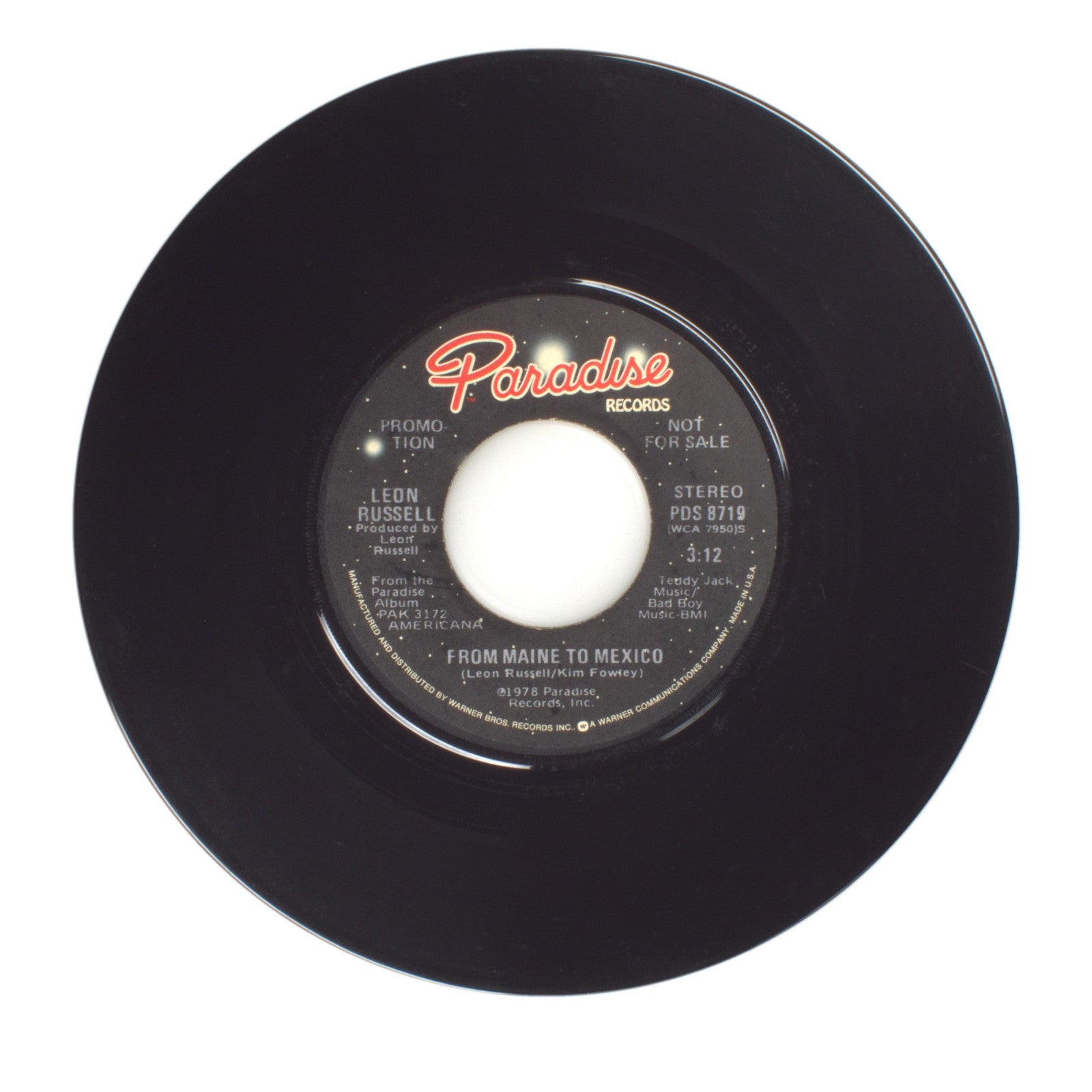Leon Russell - From Maine To Mexico - Vinyl Record 45 RPM 7"